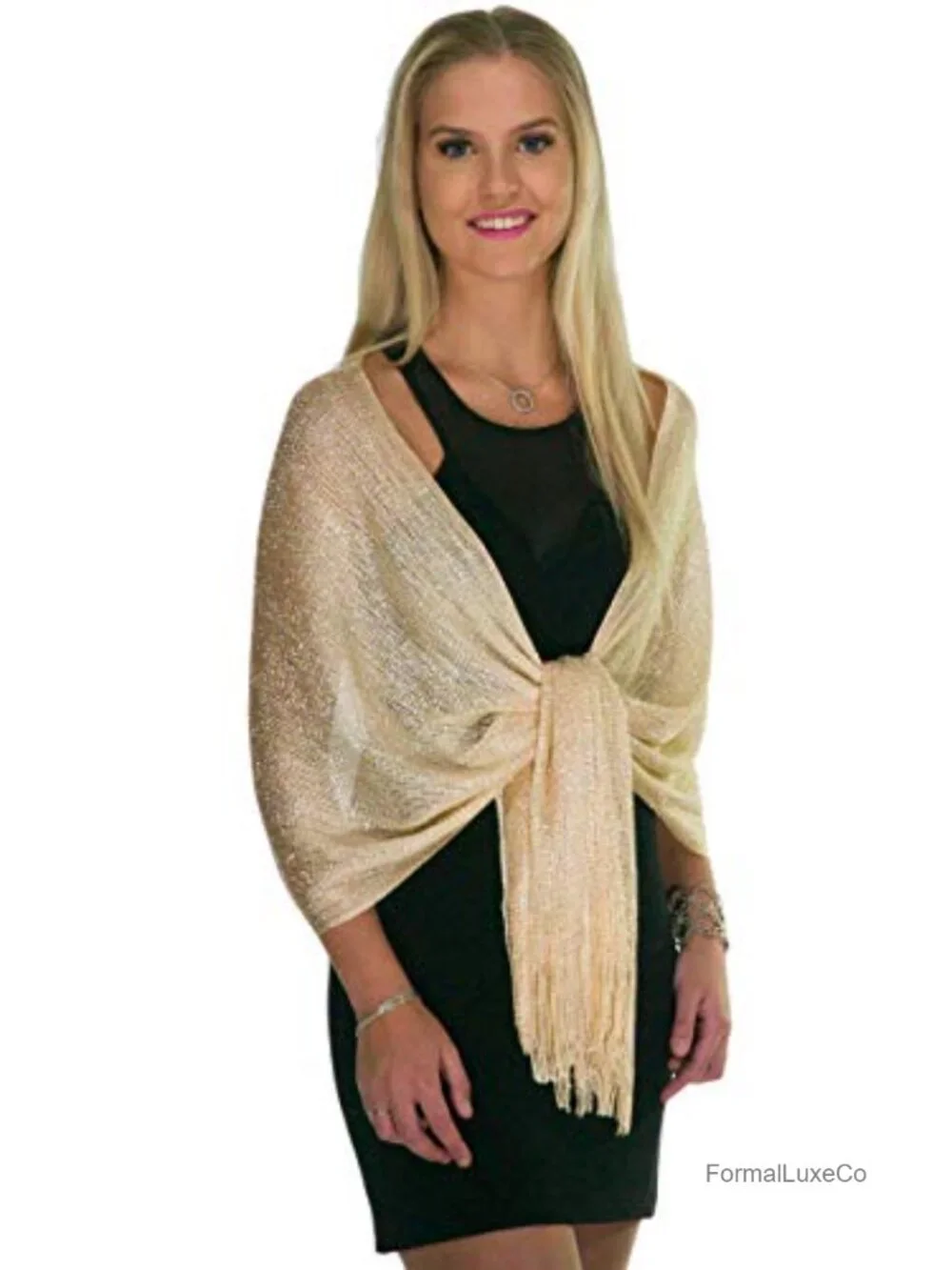 Metallic Glitter Shawl Wrap for Evening Dresses, Wedding Party Accessory,